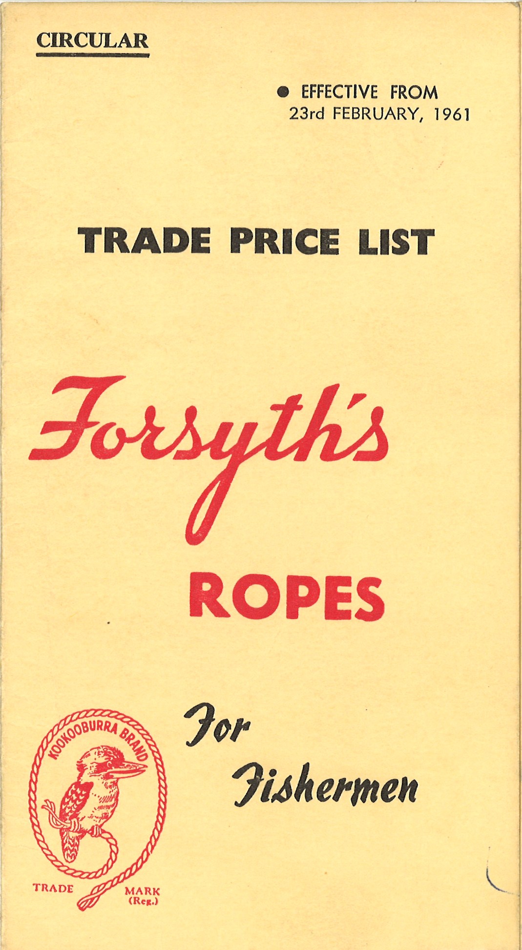 Forsyth Rope Catalogue Feb 1961